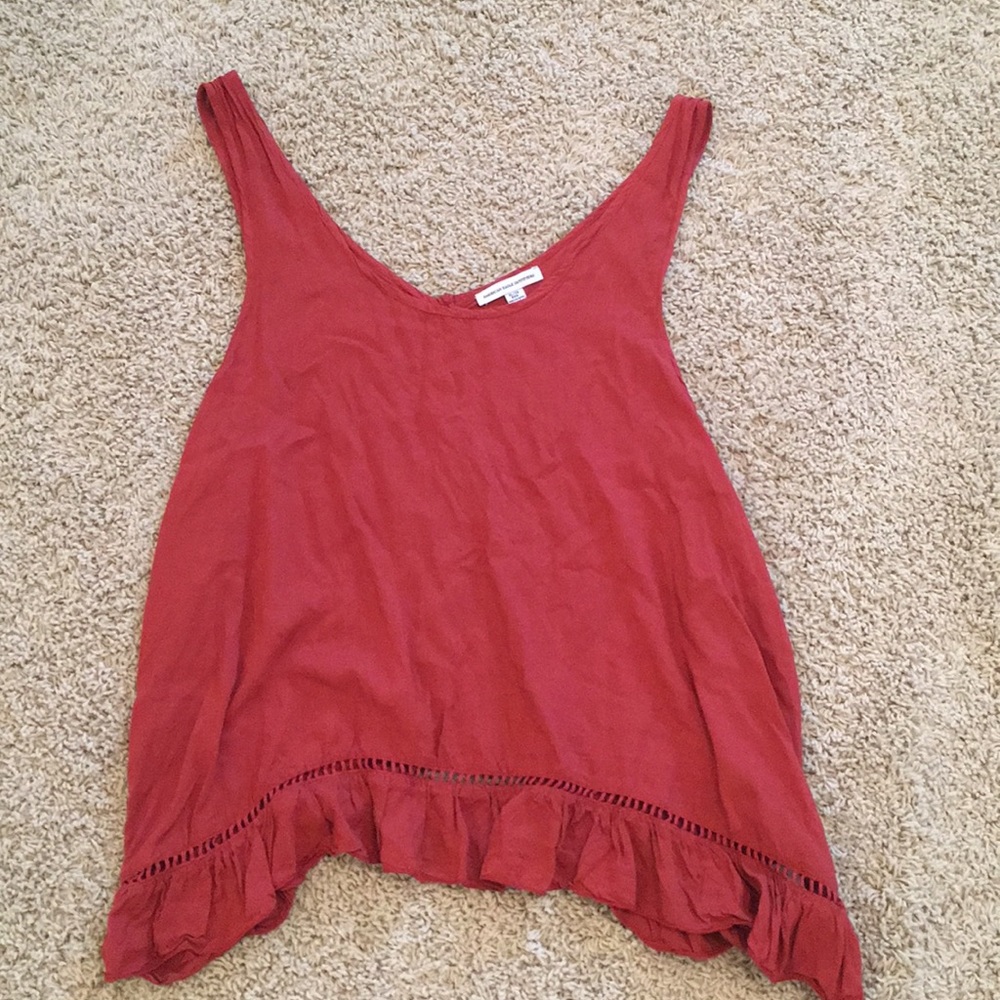 Red open back tank